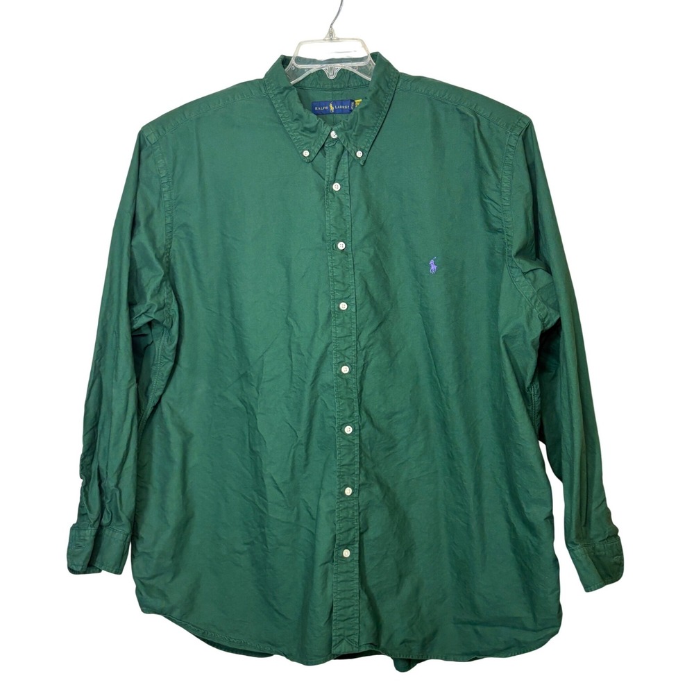 Polo Ralph Lauren 3XB Green Oxford Button Down Shirt Big & Tall Classic Prep